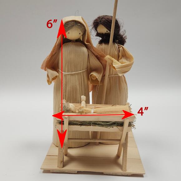 Czech Folk Art Handmade Corn Husk Doll Nativity Jesus Manger Mary Joseph Sheep - Picture 8 of 8